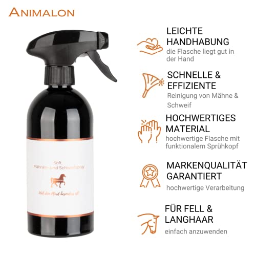 Animalon Mähnenspray für Pferde | Schweifspray Pferd Mähnenliquid | Fellglanzsspray Spray für Glanz für Fell & Langhaar Maehnenspray Pferdeglanz