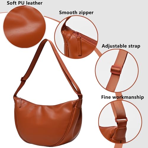 Image of Crescent Bag for Women Men PU Leather Crossbody Bag Large Dumpling Bag Lightweight Hobo Sling bag Shoulder Bag
