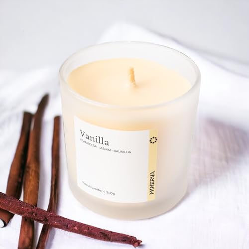 MINERVA - Vela Aromática Aromatizada Perfumada Artesanal (200g, Vanilla)