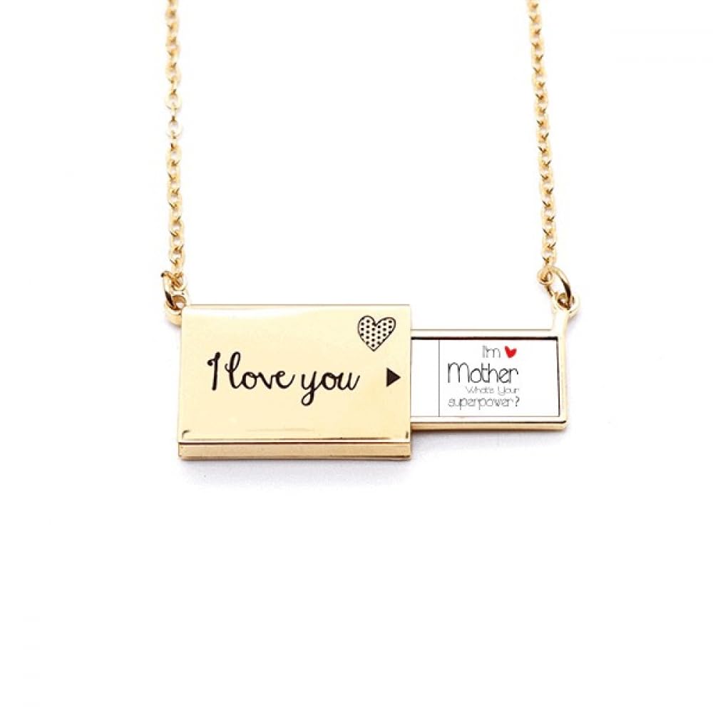 I'm a Mother What's your Superpower Letter Envelope Necklace Pendant Jewelry