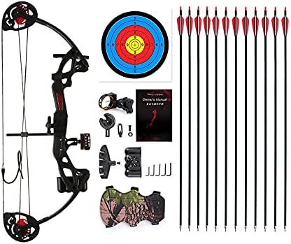 PANDARUS Compound Bow Archery for Youth and Beginner, Right Handed,19”-28” Draw Length,15-29 Lbs Draw Weight, 260 fps