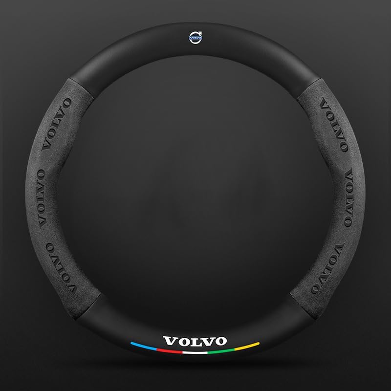 Car Steering Wheel Cover for Volvo XC40 XC60 XC90 XC 40 XC 60 XC 90,Non-slip Breathable Steering Wheel Cover Steering Wheel Protector Cover Unisex Driving Accessories,E Black