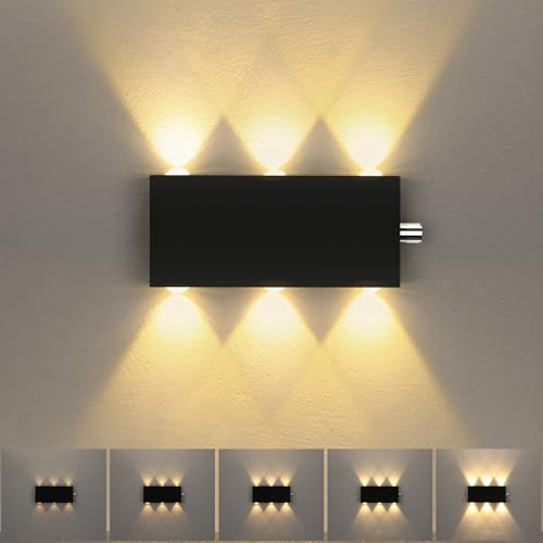 Lightess Wandlampe mit Schalter Dimmbare Wandleuchte Innen Schwarz Warmweiß