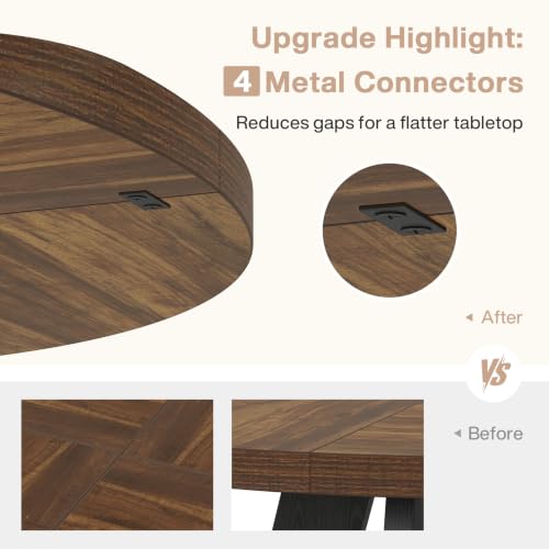 Image of Tribesigns 47 inch Round Dining Table Wood Kitchen Table for Dining Room, 47 inch Dinner Room Tables for 4-6, Farmhouse Accent Furniture with Wooden Tabletop and Cross Base, Rustic+Black