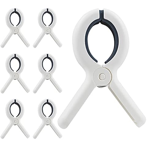Unlorspy 6PCS Plastic Beach Towel Clips Heavy Duty Laundry Clothespins Quilt Drying Clip Windproof Clamps Clothes Pegs with Springs, No Trace Design for Clothes & Towels (Blue) Cover