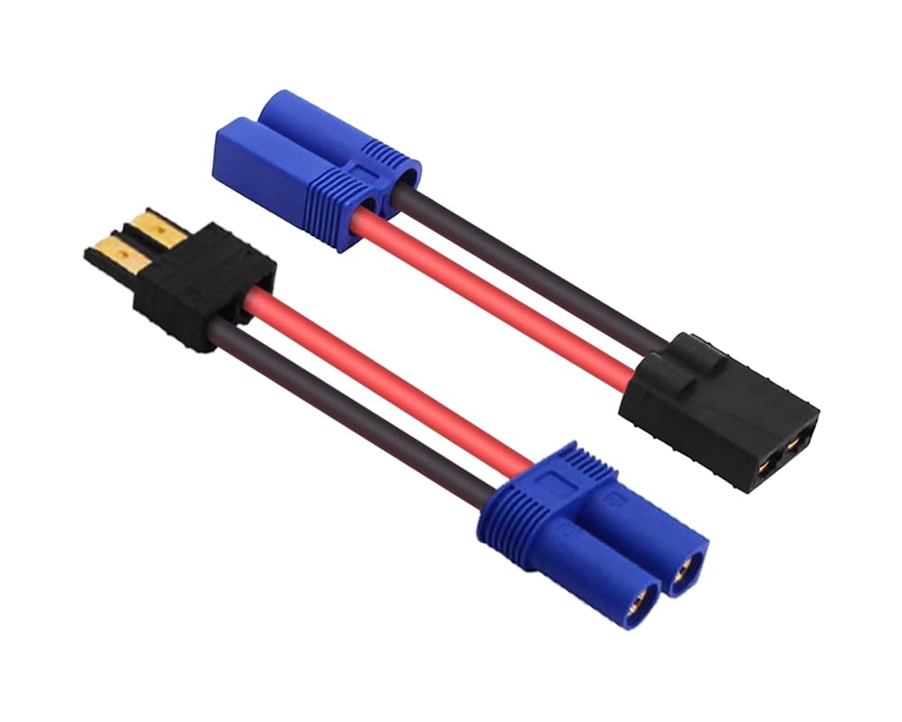 BABUVYA EC5 to TR Adapter, TR to EC5 Connector, 2pcs, Blue, RC LiPo Battery Connector Adapter
