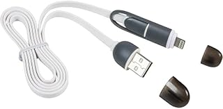 كيبل USB مزدوج من لايت-تينيج يوصل مزود طاقة بالتابلت والهواتف الذكية ومشغلات MP3 ومعدل تدفق 2 امبير USB-A اضاءة مايكرو 100 سم ابيض