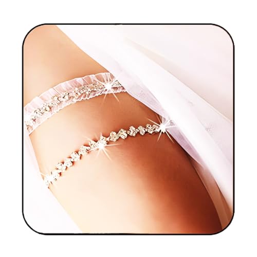 Bride Wedding Garter White Lace Garter Crystal Garters Rhinestone Stretch Leg Garter Set Bridal Accessories for Women