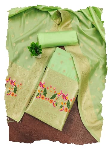 Image of DEVANGI Women's Pathni Banarasi Silk Unstitched Salwar Suit Dress Material With Dupatta