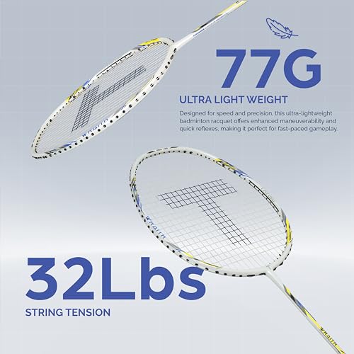 Image of TANSO Wraith Strung Badminton Racket (32 Lbs Tension, Recommended by Padukone School of Badminton, 77 Grams Ultra Light Weight Full Carbon Fiber with Premium Strings and Full Racquet Cover)