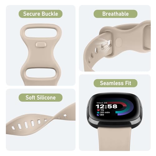 Image of Meliya Soft Strap for Fitbit Versa 4 / Versa 3 / Sense 2 / Sense(Watch Not Included), Flexible Premium Elastomer TPU Adjustable Watch Straps, Sport Replacement Band for Women Men