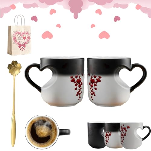IBHOO Heart Shaped Color Changing Mug, Magic Reveal Design, Funny