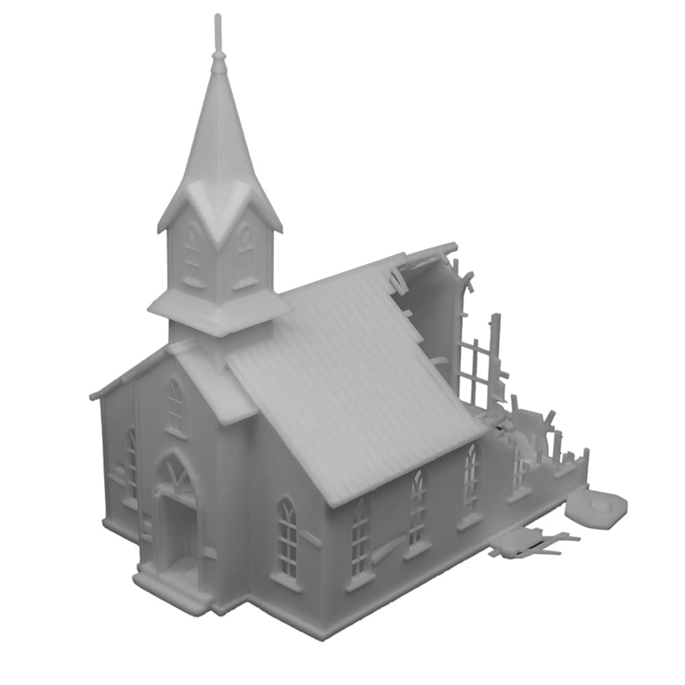 Outland Models Railway Scenery Building Danneggiato Chiesa 1:87 HO Scala