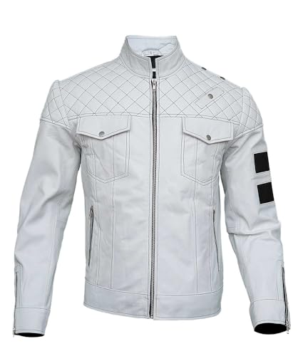 ジャケット・アウター White Single Leather Jacket Amazon.co.jp: Halff TQP04WHI Genuine Leather Jacket, Single