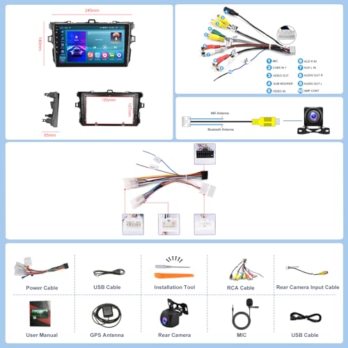 (2+64G)- for Toyota Corolla 2006-2013 Car Radio with Wireless Carplay/Android Auto,Android Car Stereo 9inch Touch Screen GPS Navigation WiFi Bluetooth FM/RDS Mirror Link SWC Backup Camera by METEESER - Image 5