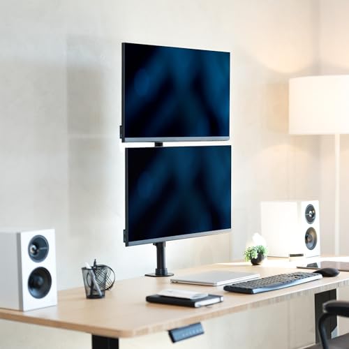 Image of VIVO Dual Monitor Desk Mount Stand with Height Adjustment and VESA Plates for 2 LCD Ultrawide Screens up to 34 inches, Stacked Array, STAND-V002R