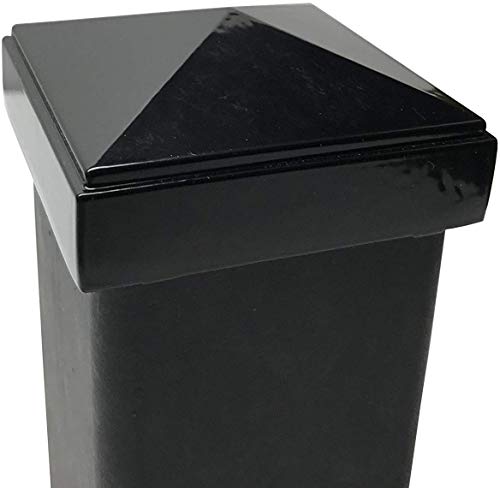 2.5" x 2.5" Aluminium Pyramid Post Cap for Metal Posts - Pressure Fit - Black (4 Pack) - Thumbnail 3