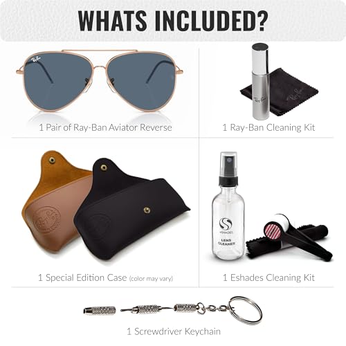 Image of Ray-Ban RBR0101S AVIATOR REVERSE Pilot Shaped Sunglasses for Men & Women with Official RAYBAN Eyewear Kit