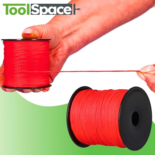 ToolSpace Maurerschnur Bauschnur - 100m x 1.6 mm - Rot - Polypropylen-Seide - Richtschnur - Lotschnur - Stärke Pflasterschnur - langlebig & reißfest - Maurerschnur für Wasserwaage