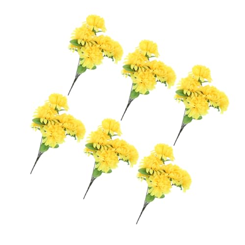 FONDOTIN Artificiali Crisantemi Autunnali Gialli con per Decorazioni Esterno Cimitero e Commemorazioni Memoriali