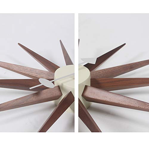 Shisedeco Wooden Mid Century Art Wall Clock, Decorative Modern Silent Sunburst Wall Clock For Home, Kitchen,Living Room,Office Etc. - Colorful Retro Design(Sunburst Clock Walnut) #TOP1