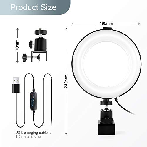 Ringlicht Laptop,Beleuchtungsset Videokonferenz Licht Selfie Ringlampe mit Clip, dimmbare Leuchte für Fernarbeit… – Bild 7