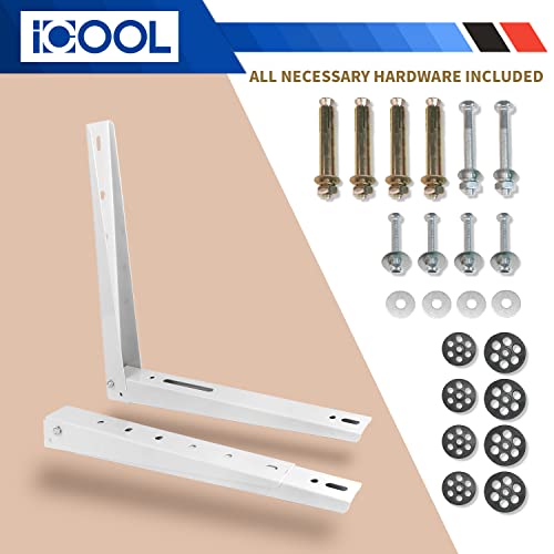 ICOOL-Outdoor-Wall-Mounting-Bracket-22-L-x-19-H-for-18000-24000-BTU-Universal-Mini-Split-Ductless-Air-Conditioner-Heat-Pumps-Compressors-Heavy-Duty-Foldable-Condenser-Bracket