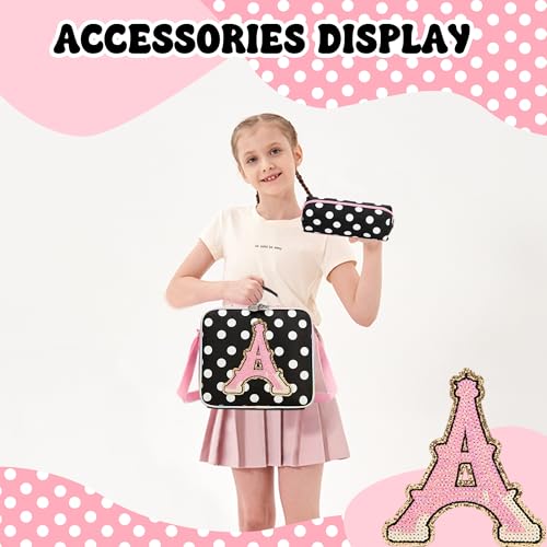 Image of Meetbelify 3 in 1 Backpack with Wheels for Girls Rolling Letter Backpack Cute Carry on Backpacks Kids Luggage with Lunch Box Pencil Case for Elementary Student