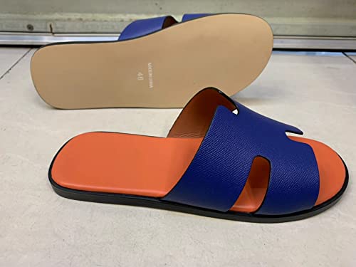 Image of Mengchengying Mens Casual Comfortable Lightweight Fashion Genuine Leather Slip Slide Indoor and Outdoor Open Sandal Anti Slip Cushion Support