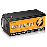Rvpozwer 12V 300Ah LiFePO4 Batterie, Eingebauter 200A BMS, 18000 Tiefzyklen, Gruppe 31, Leichte Lithium-Eisenphosphat-Batterie für Hausenergie, Wohnmobil, Trolling-Motor, Marine, Solar, Off-Grid