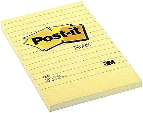 Post-it Super Sticky Lined Notes, 5 Sticky Note Pads, 4 x 6 in., School Supplies for Students, Ideal for Textbooks, Notebooks, Walls and Vertical Surfaces, Canary Yellow