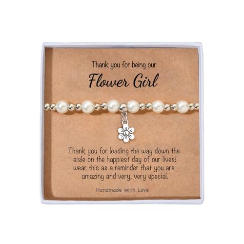 Image of Flower Girl Proposal Gifts, Will You Be My Flower Girl? Thank You Bridesmaid Cute Stretchy Bracelet Gifts for Girls On Wedding Day