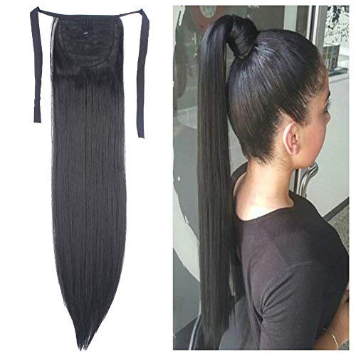Hair Extensions Ponytail One Piece Tie Up Ponytail Clip in Hair Extensions Hairpiece Binding Pony Tail Extension for Girl Lady Woman Dark Dlack