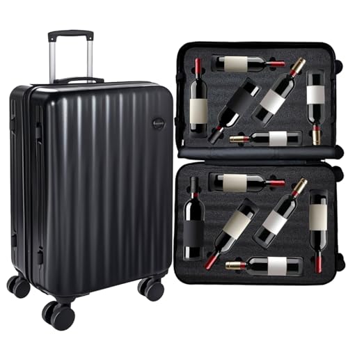 Keaiomo 2025 Upgraded Wine Suitcase for Airplanes 12 Bottle, Thickened Wine Luggage for Airplane Travel with TSA Approved Lock and 360֯ Rotating Wheels, Wines Travel Suitcase with Removable Insert