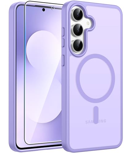 Image of FNTCASE for Samsung Galaxy S25 FE Case: Magnetic Translucent Matte Military Grade Drop Proof Protection Cell Phone Cover - Slim Rugged Durable Shockproof Protective S25Fe Cases (Light Purple-6.7 inch)