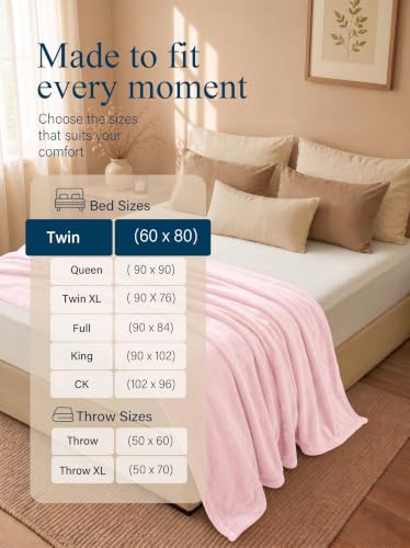 Image of Utopia Bedding Ultra Soft Fleece Bed Blanket Twin Size Pink (60x80 Inches)
