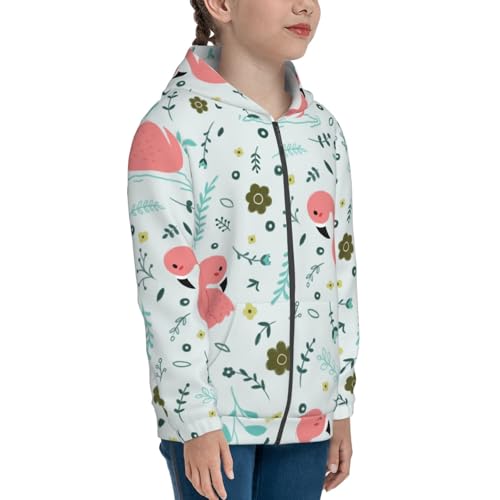 Cute Flamingo Kid Hoodies Boys Zip Up Sweatshirts Girls Pullover with Pocket4