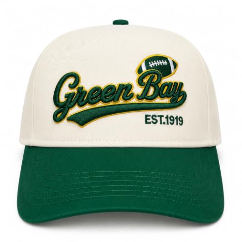 Green Bay Hat for Men Women 2-Tone City Football Style Trucker Snapback Hat