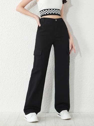 Image of KATECLO High-Waist Baggy Cargo Cotton Pants for Women | Stylish Casual Cargo for Girls