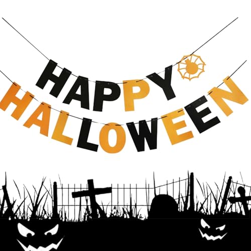 Bannière de décoration de fête d'Halloween, bannière d'Halloween, guirlande de fanions en papier à suspendre, bannières, panneaux, accessoires de fête effrayants