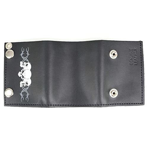 Image of Milwaukee Leather MLW7889 Men's 7.5 inch Black Premium Leather Soft Biker Wallet - Bi-Fold Anti-Theft Stainless Steel Chain