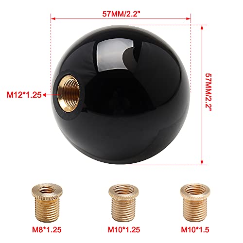 Top10 Racing 8 Ball Billiard Black Round Shift Knob Acrylic Gear Shift Knob With 3 Adapters Universal Fit For Manual Car M 8 * 1.25, M 10 * 1.25, M 10 * 1.5, M 12 * 1.25 #TOP1