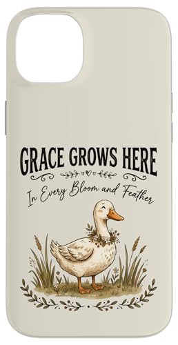 Grace Grows Here ���킢���A�q���̉Ԃ̃R�e�[�W�R�A�t�@�[���n�E�X �X�}�z�P�[�X iPhone 14 Plus �p
