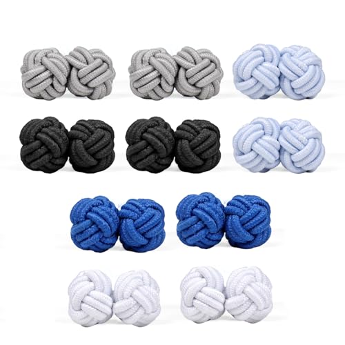 5 Pairs Cufflinks Set Silk Knot Fabric Cuff Links for Men Women Functional Cufflink Shirt Style Cuff Links Accessory