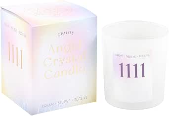 Opalite Candle with Angel Numbers – Lavender Scent – White