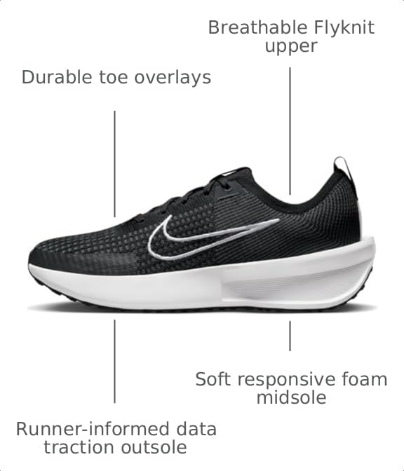 Image of NIKE Interact Run Mens Road Running Shoes FD2291-001 (Black /White-Anthracite), Size 10