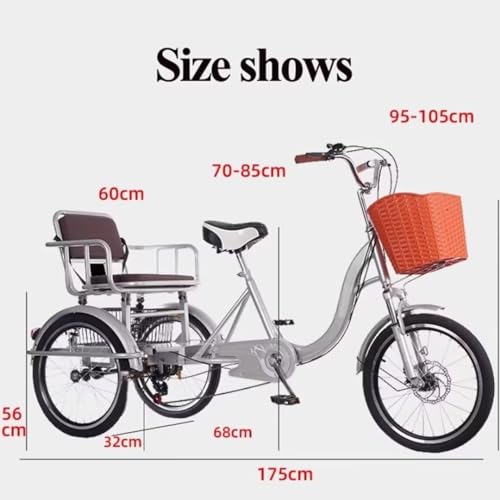 Triciclo para Adultos y Mayores 20 in Plata miniatura 7