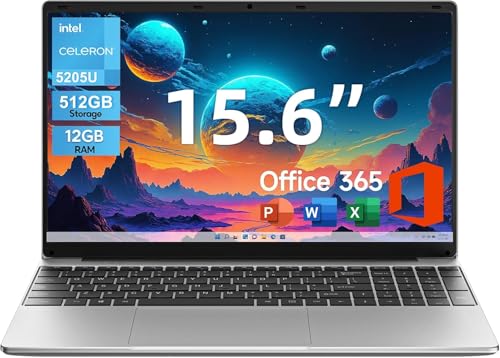 jumper Laptop 15.6 Inch FHD IPS Display, 12GB RAM 512GB ROM, Windows 11 Computer with Office 365 Subscription, 38Wh Battery, 2 Stereo Speakers, USB3.0 * 2, HDMI, 2026.