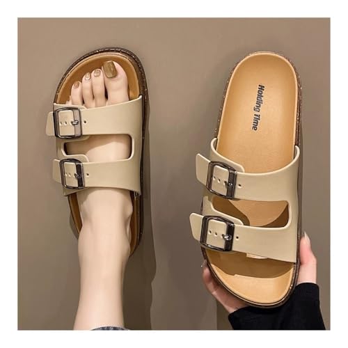 Sandals, Damen-Sommerpantoffeln, Verstellbar, Weiche Sohle, Flache Sandalen Slippers(7.5)3