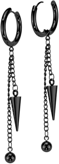 Orecchini A Cerchio In Acciaio Chirurgico 316L Con Ciondolo Serpente – Tata Gisèle – Creoli Pendenti A Cerniera, Diametro 12 Mm, Design Francese.